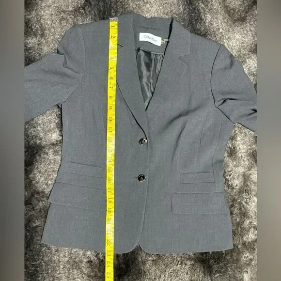 Calvin Klein Women 10P Gray Rayon Blend Blazer Career Office Rayon Blend - Picture 9 of 11